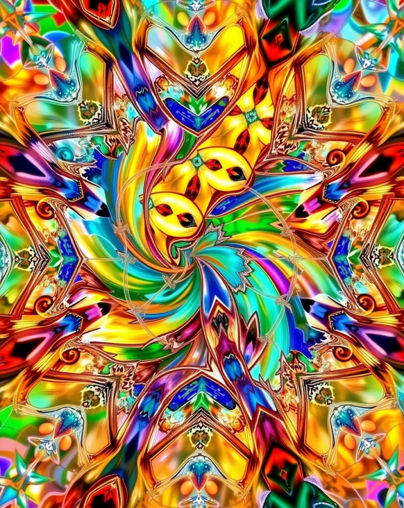 Vivid Swirls of Colorful Geometric Formations – free AI stock image