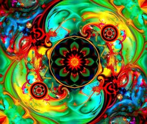 Vivid Swirls of Colorful Shapes – free AI stock image