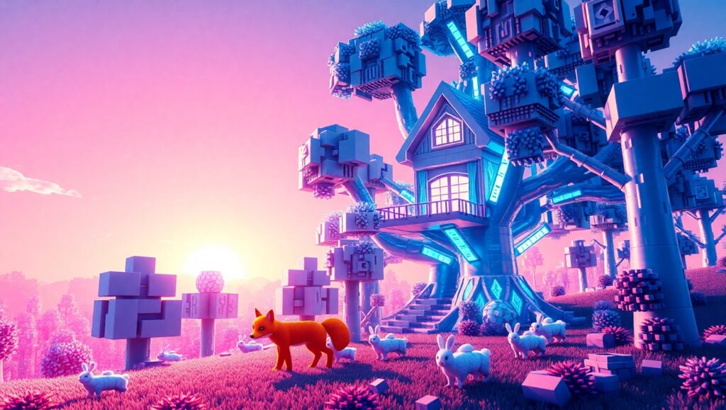 Voxel Forest Adventure – free AI stock image