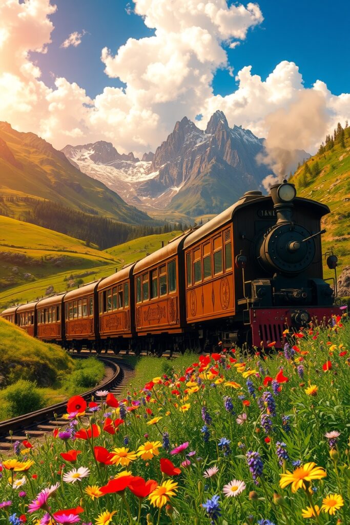 Wanderlust: A Scenic Train Journey – free AI stock image