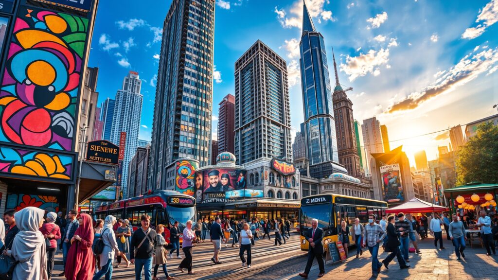 Wanderlust Through a Vibrant Cityscape – free AI stock image