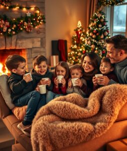 Warm Family Gathering Around a Cozy Fire – free AI stock image