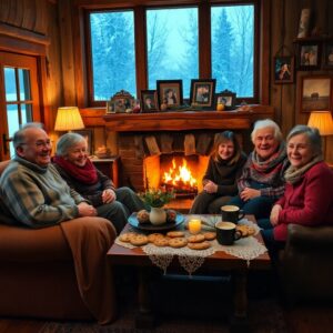 Warm Family Gathering Around a Cozy Fire – free AI stock image
