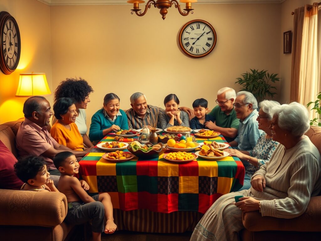 Warm Family Gathering Around the Dinner Table – free AI stock image