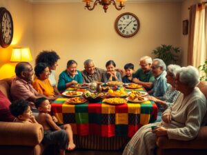 Warm Family Gathering Around the Dinner Table – free AI stock image