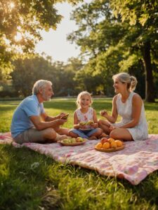 Warm Family Gathering at the Park – free AI stock image