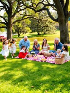 A Warm Family Gathering in the Park – free AI stock image
