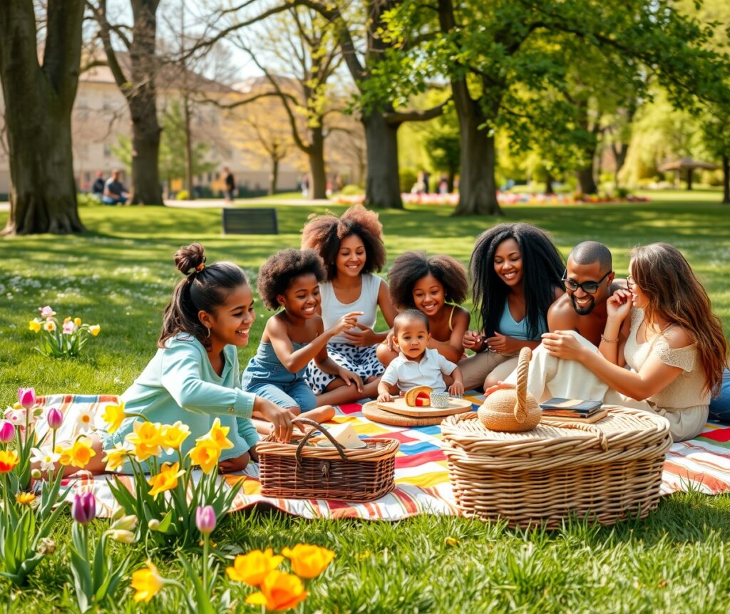 A Warm Family Gathering in the Park – free AI stock image