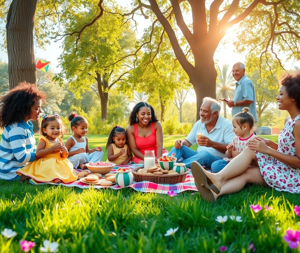 A Warm Family Gathering in the Park – free AI stock image