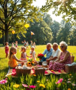 A Warm Family Gathering in the Park – free AI stock image