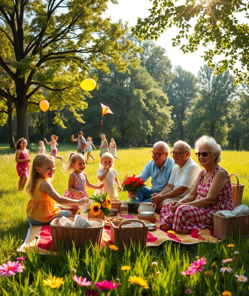 A Warm Family Gathering in the Park – free AI stock image
