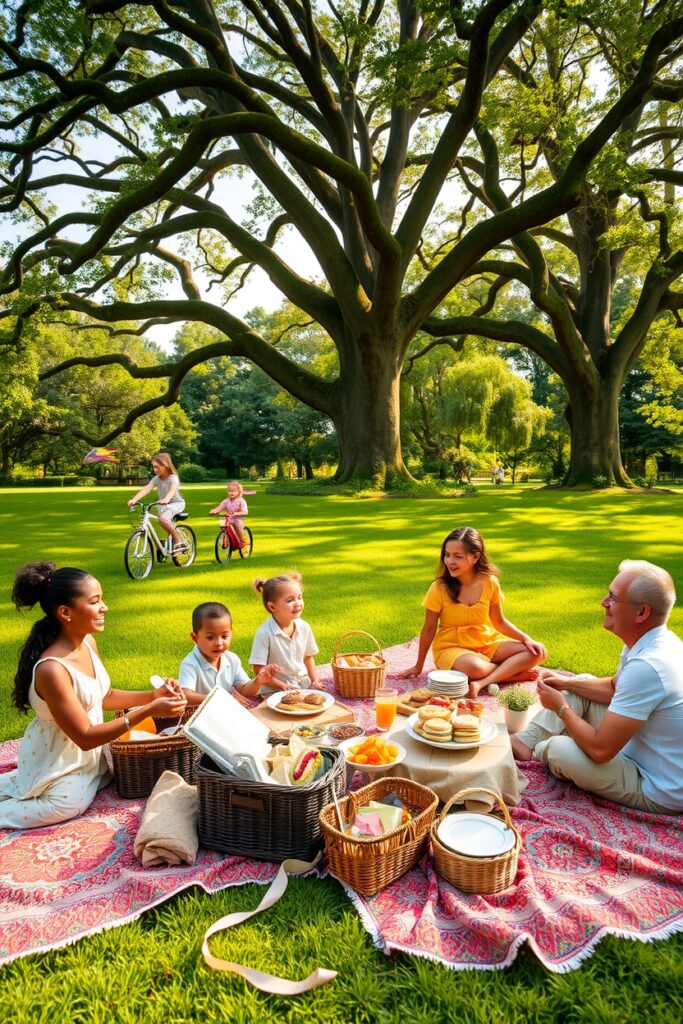 A Warm Family Gathering in the Park – free AI stock image