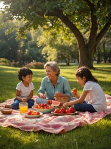 A Warm Family Gathering in the Park – free AI stock image