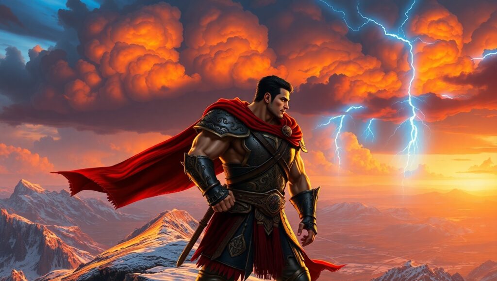 Warrior Overlooking the Kingdom – free AI stock image