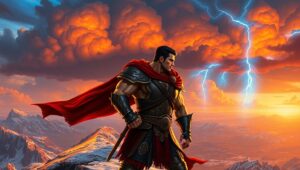 Warrior Overlooking the Kingdom – free AI stock image