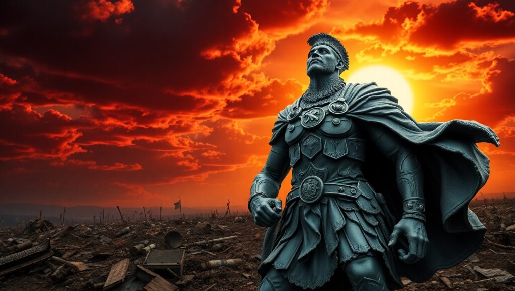 Warrior Statue in Bronze Elegance – free AI stock image