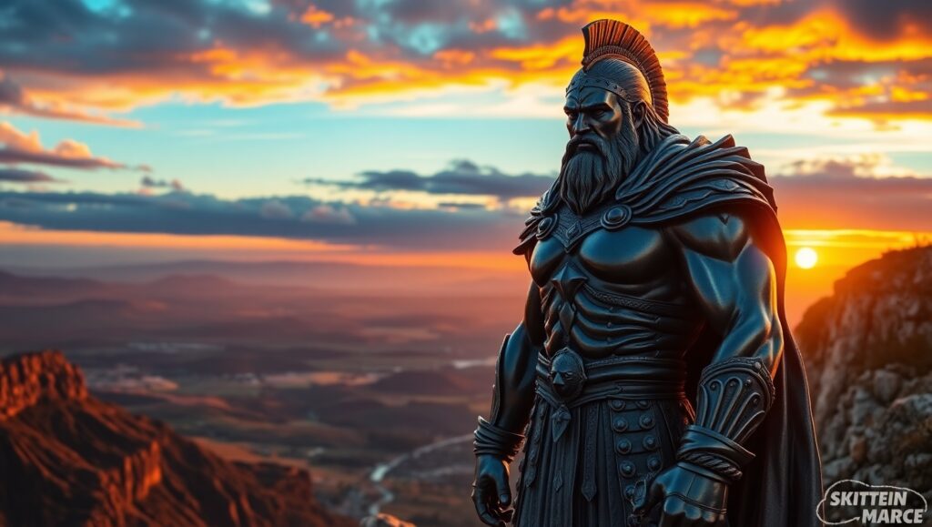 Warrior’s Vigil at Dusk – free AI stock image