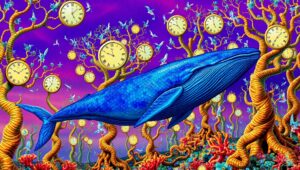 Whale in a Clockwork Forest – free AI stock image