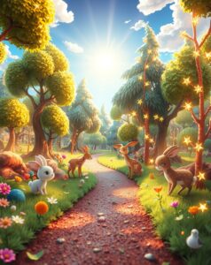 Whimsical Animated Forest Adventure – free AI stock image