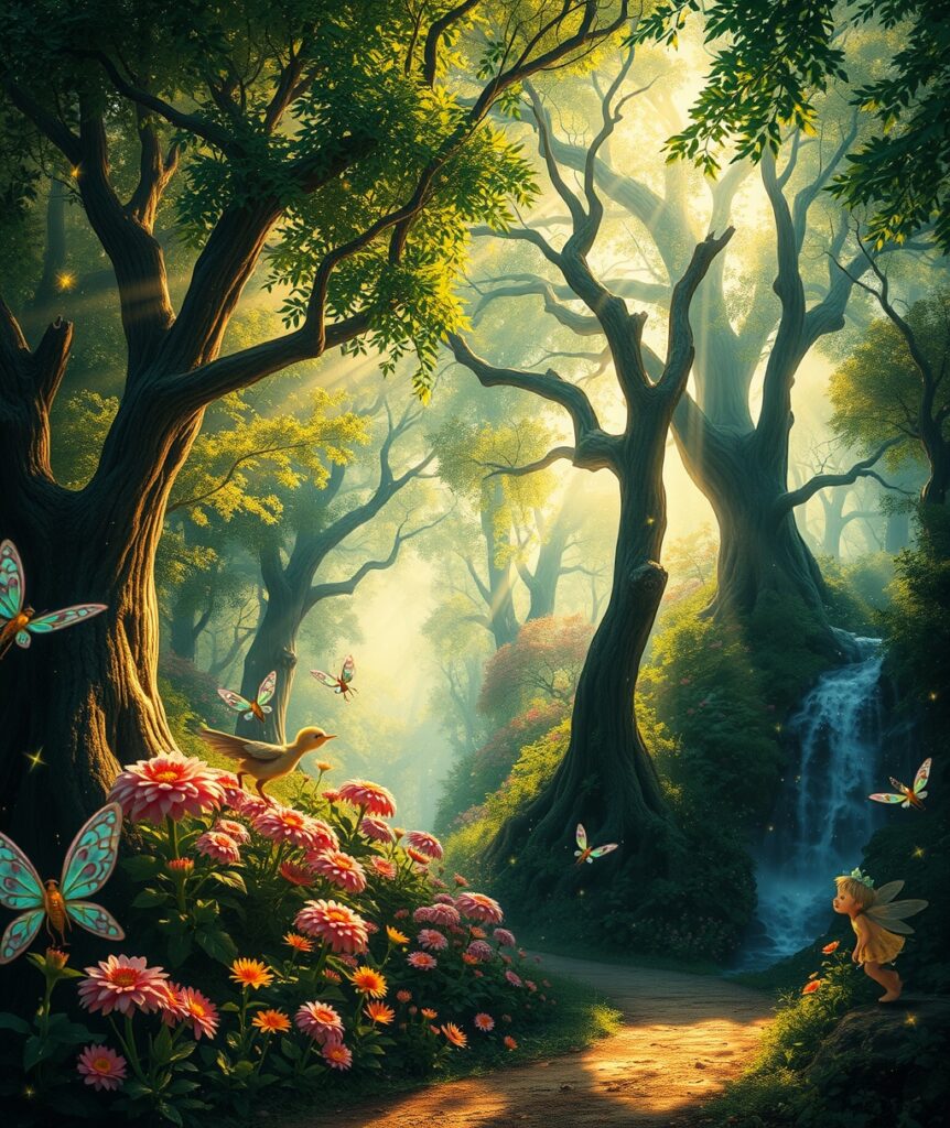 Whimsical Animated Forest Adventure – free AI stock image