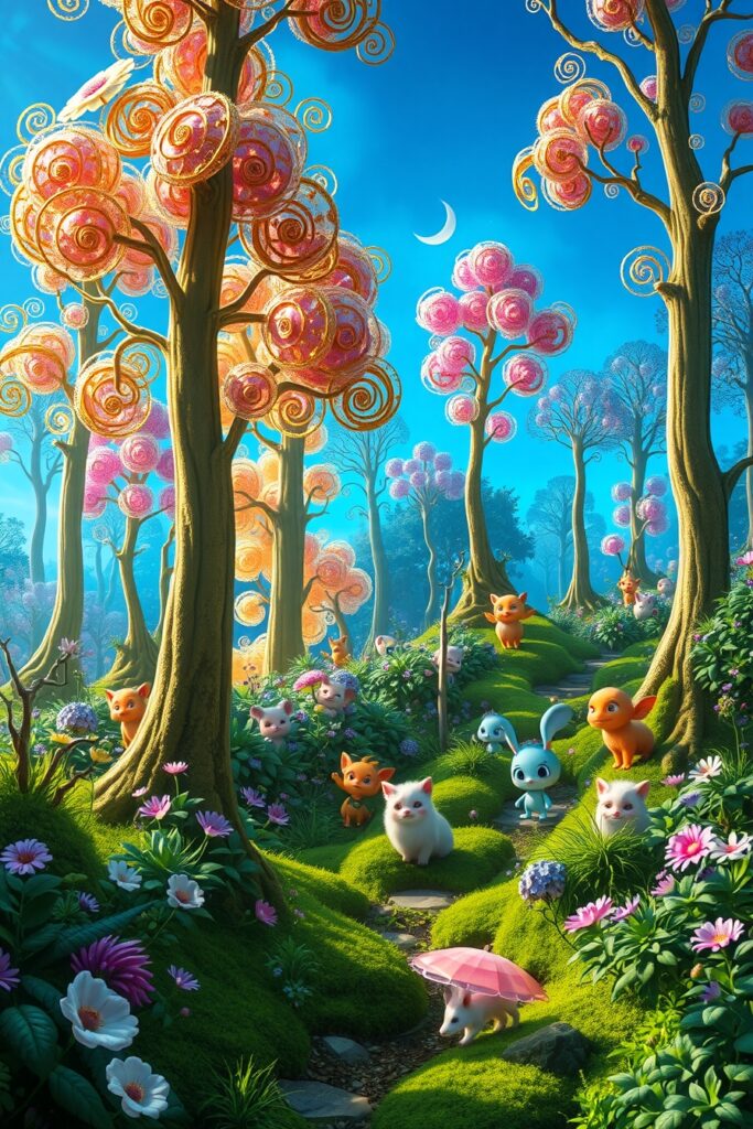 Whimsical Animated Forest Adventure – free AI stock image