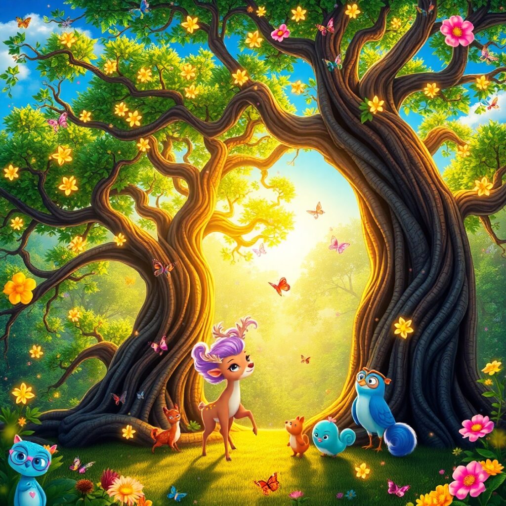 Whimsical Animated Forest Adventure – free AI stock image