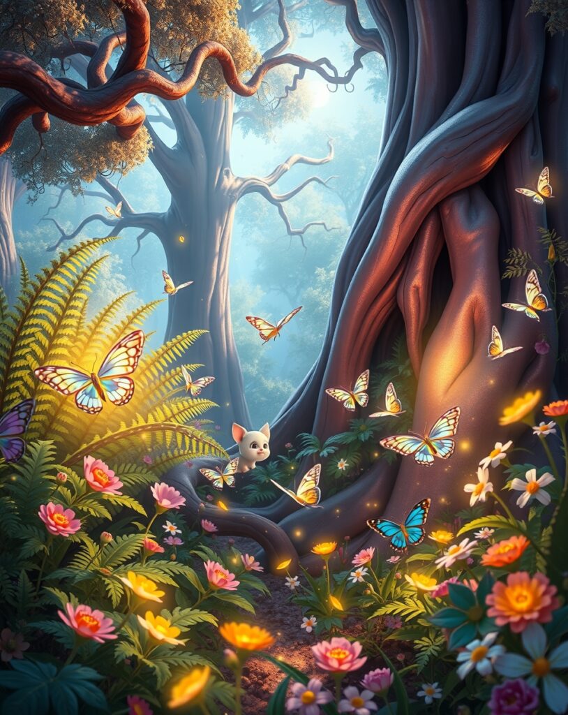 Whimsical Animated Forest Adventure – free AI stock image