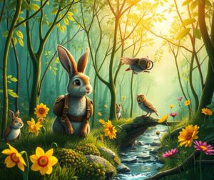 Whimsical Animated Forest Adventure – free AI stock image