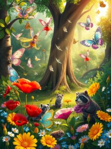 Whimsical Animated Forest Adventure – free AI stock image