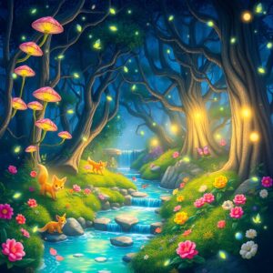 Whimsical Animated Forest Adventure – free AI stock image