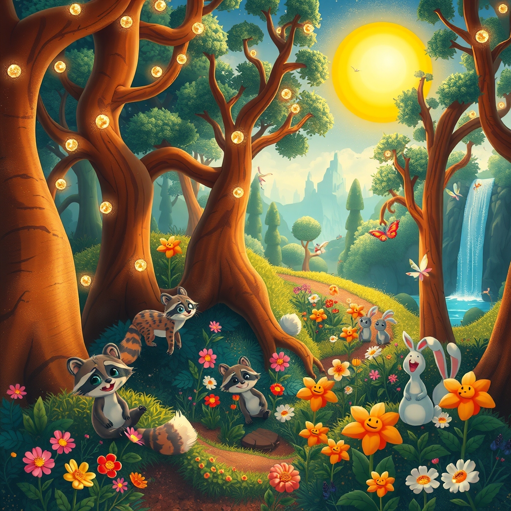 Whimsical Animated Forest Adventure – free AI stock image