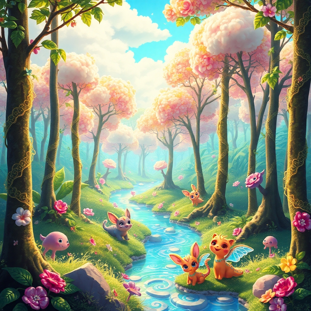 Whimsical Animated Forest Adventure – free AI stock image