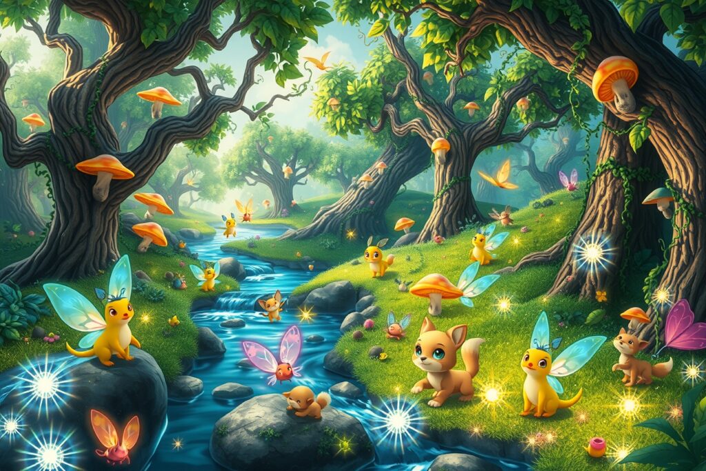 Whimsical Animated Forest Adventure – free AI stock image