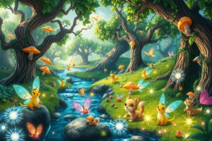 Whimsical Animated Forest Adventure – free AI stock image