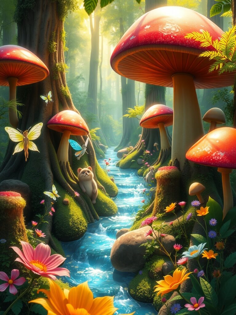 Whimsical Animated Forest Adventure – free AI stock image