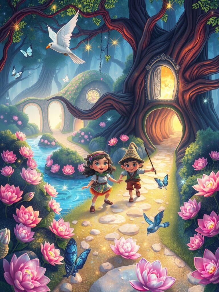 Whimsical Animated Forest Adventure – free AI stock image