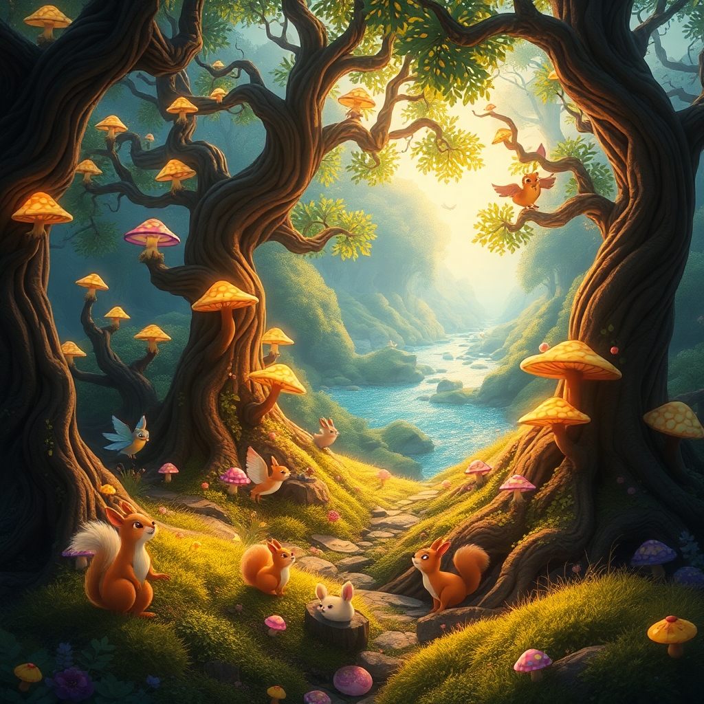 Whimsical Animated Forest Adventure – free AI stock image