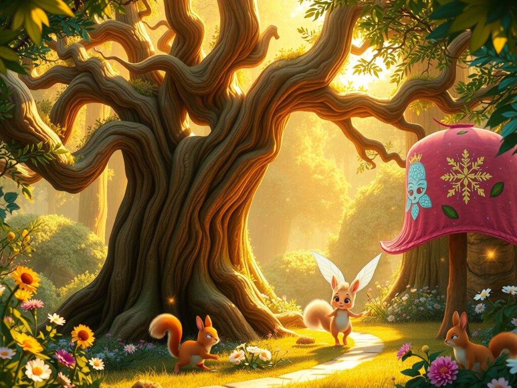 Whimsical Animated Forest Adventure – free AI stock image