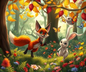 Whimsical Animated Forest Creatures Dance – free AI stock image