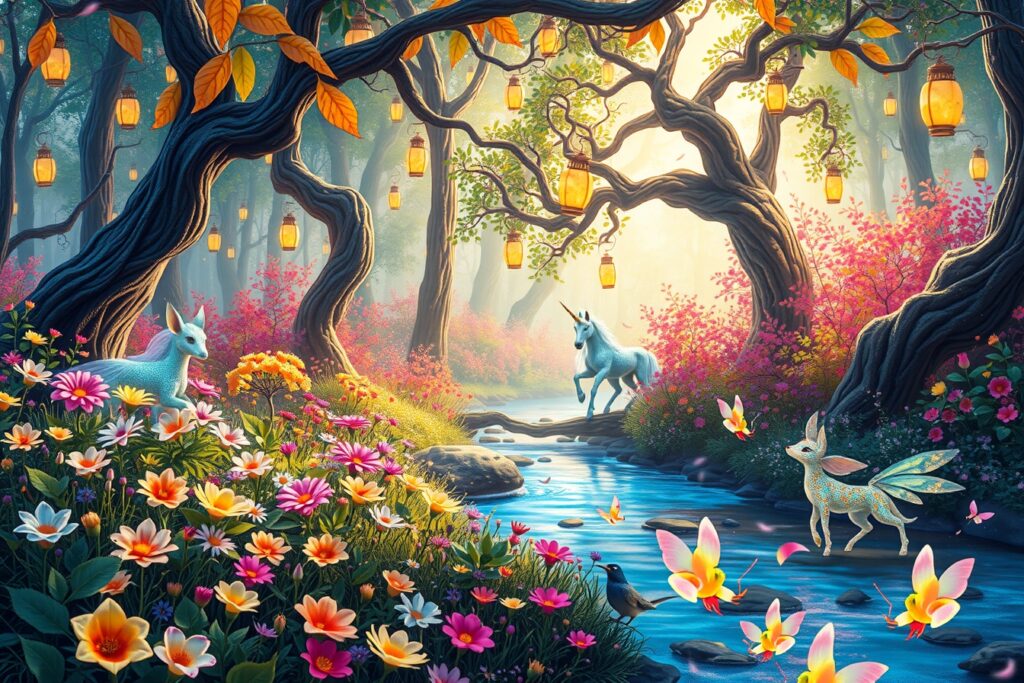 Whimsical Animated Forest Creatures Dance – free AI stock image