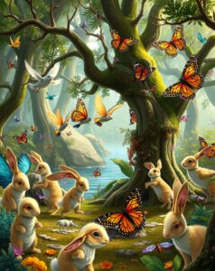Whimsical Animated Forest Creatures Dancing – free AI stock image