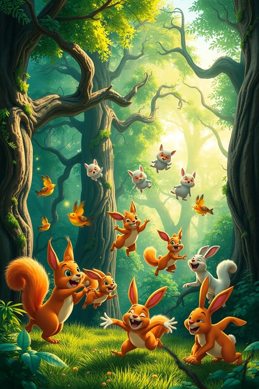 Whimsical Animated Forest Creatures in Play