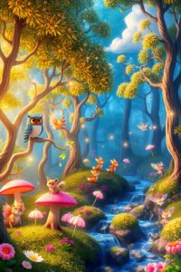 Whimsical Animated Forest of Dreams – free AI stock image