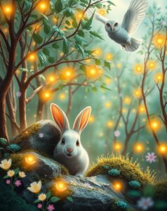 Whimsical Animated Forest Scene – free AI stock image