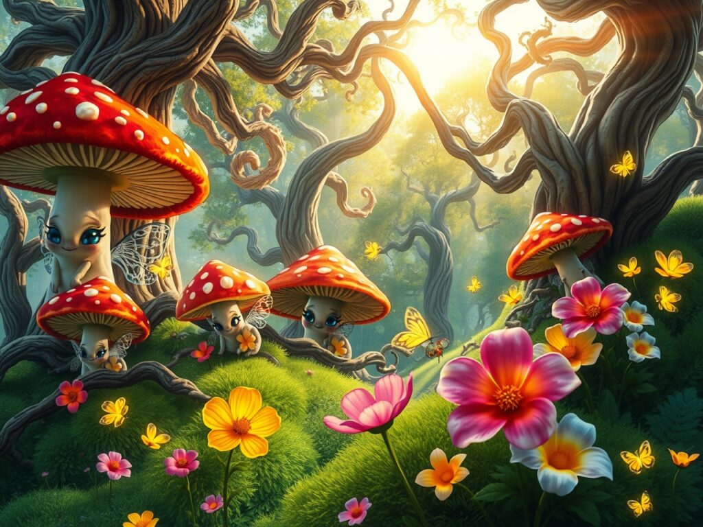 Whimsical Animated Forest Scene – free AI stock image