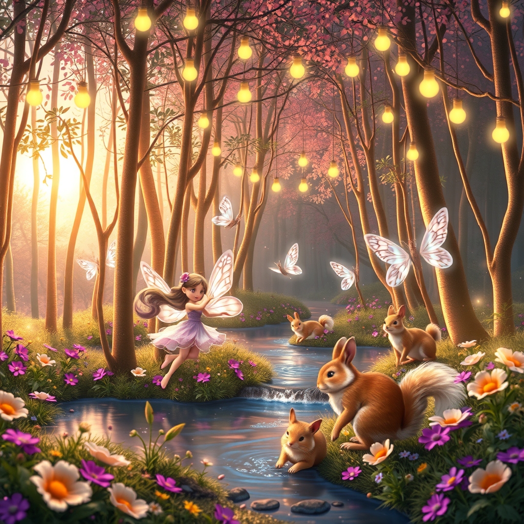 Whimsical Animated Forest Scene – free AI stock image