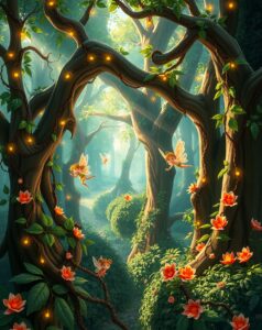 Whimsical Animated Forest Scene – free AI stock image