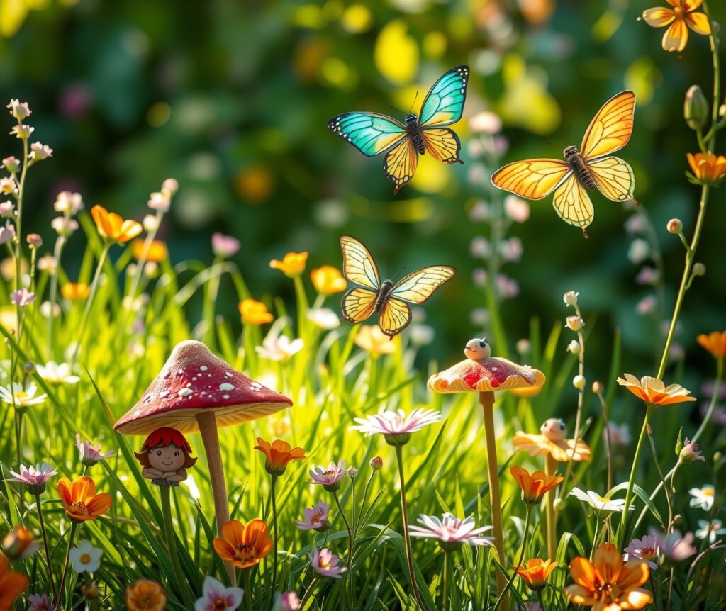 Whimsical Animated Garden of Enchanted Creatures – free AI stock image