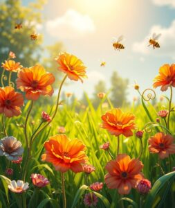 Whimsical Animated Garden of Flowers – free AI stock image
