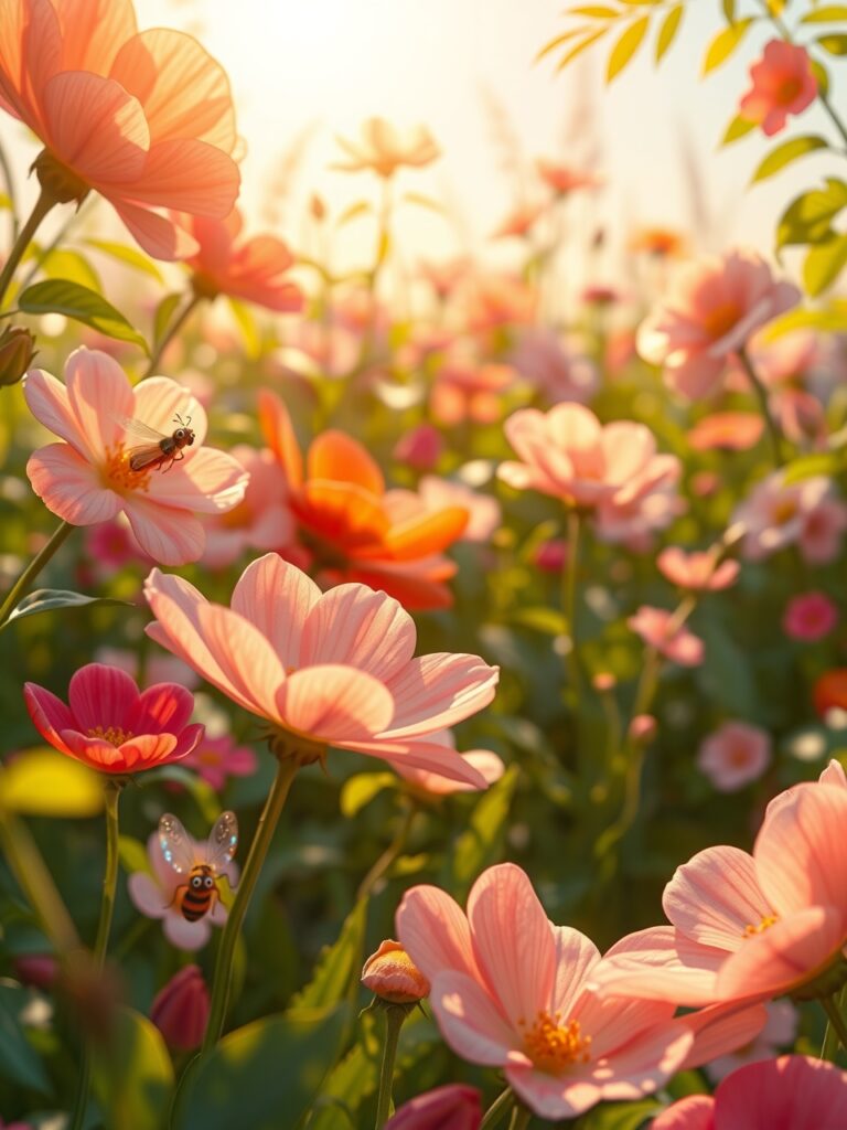 Whimsical Animated Garden of Flowers – free AI stock image